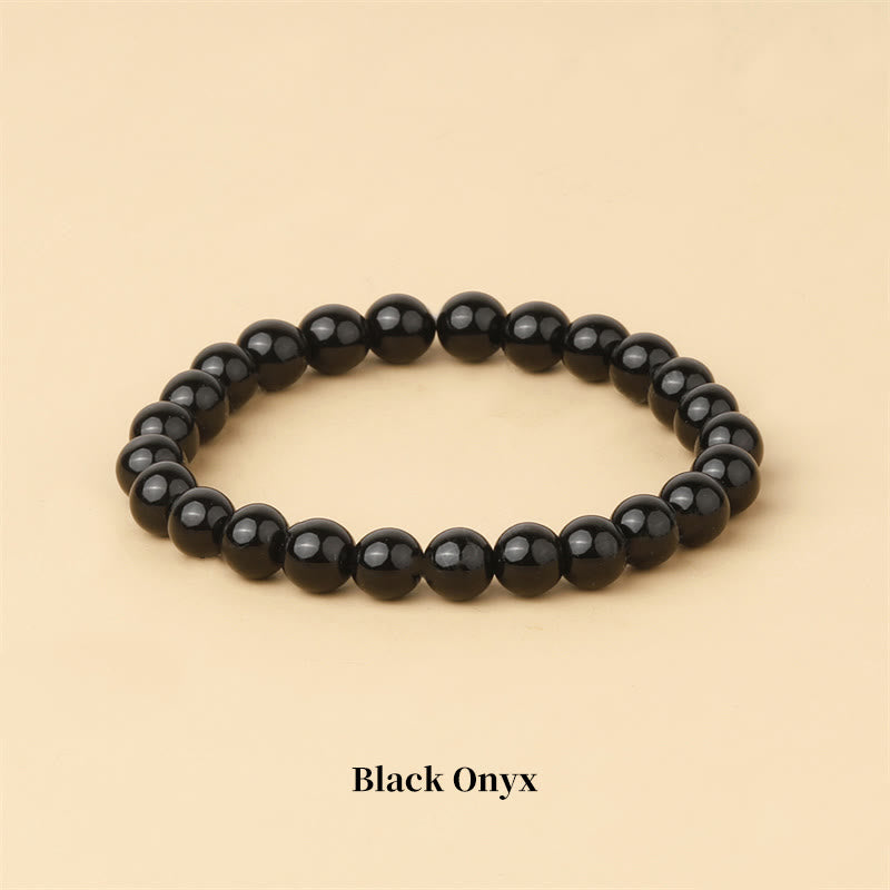 Pulsera de cuentas curativas de cuarzo con piedra natural de piedras de Buddha Stones - 8 mm - Ónix negro - image 55