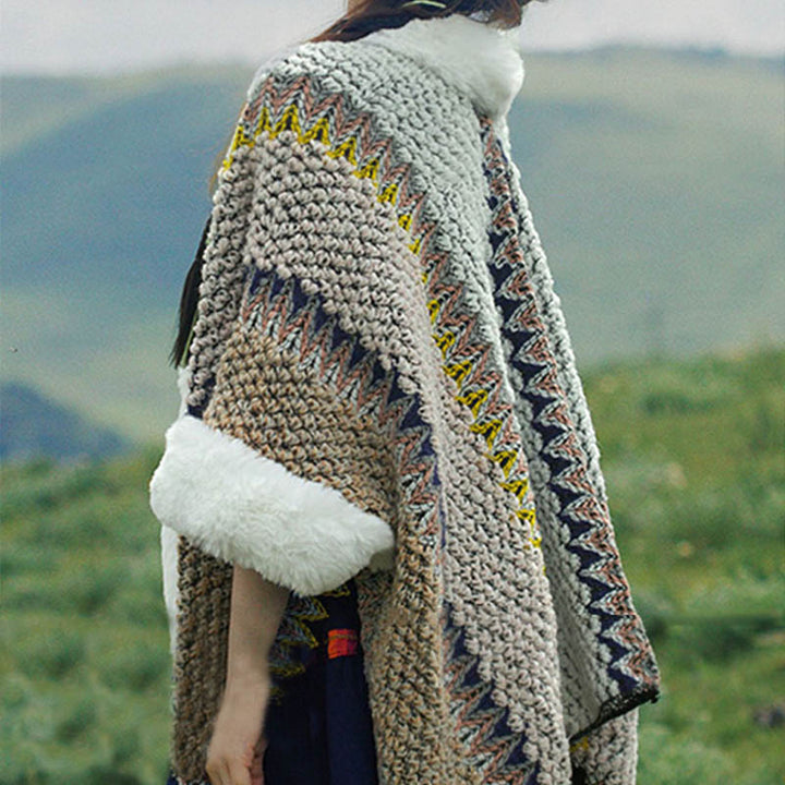Mantón de rayas multicolor tibetano con Buddha Stones , bufanda de viaje acogedora para invierno
