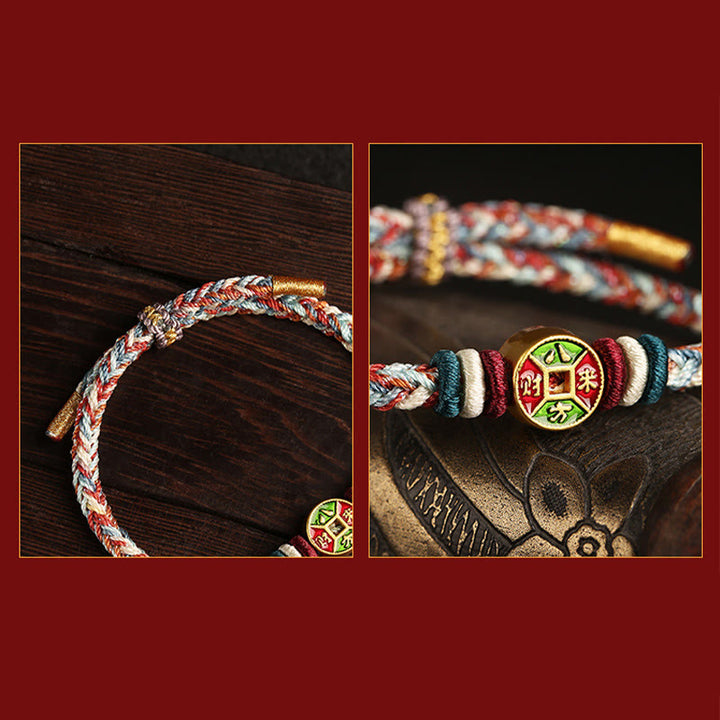 ❗❗❗Una venta flash: Buddha Stones, cuerda colorida, la riqueza viene de todas las direcciones, pulsera de la suerte hecha a mano con ocho hilos y nudo de la paz