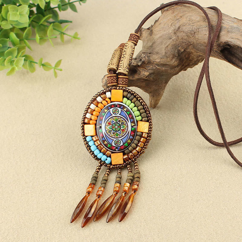 Colgante de collar de creatividad con cuentas de patrón de mandala de Buddha Stones - image 5