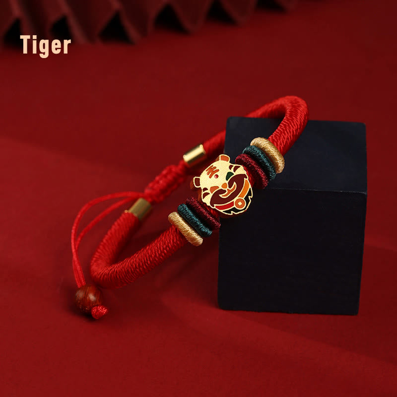 Pulsera roja trenzada de la suerte del zodíaco chino, hecha a mano, de Plata de Ley 925 con Buddha Stones , Año del Dragón