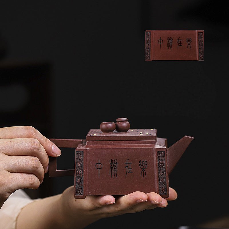 Buddha Stones Yixing, todo hecho a mano, Gomoku, juego de ajedrez, tetera cuadrada de Kung Fu de arcilla púrpura, 280ml