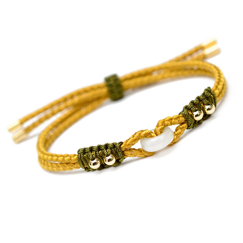 Pulsera de hilo de riqueza de abundancia de jade con hebilla de paz redonda con Buddha Stones