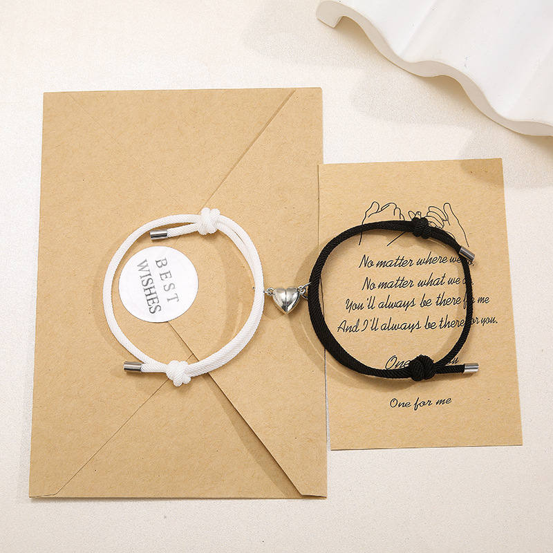Pulsera de fuerza de cuerda de pareja magnética de amor de 2 piezas