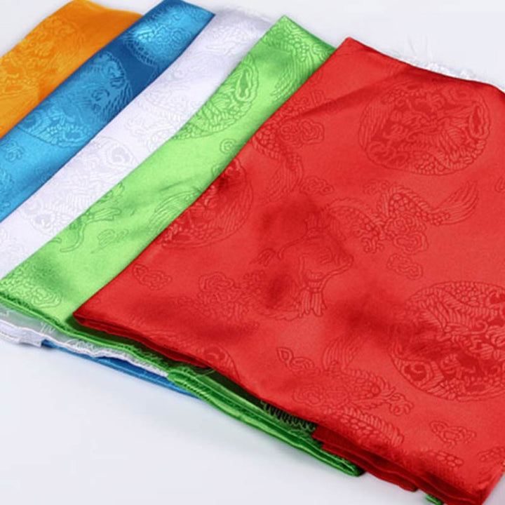 Bendición de la suerte tibetana, decoración Khata con patrón de dragón y Fénix en 5 colores
