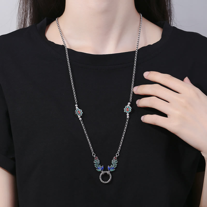 Collar con colgante de protección de la suerte, flor de loto, fénix, Buddha Stones - image 4