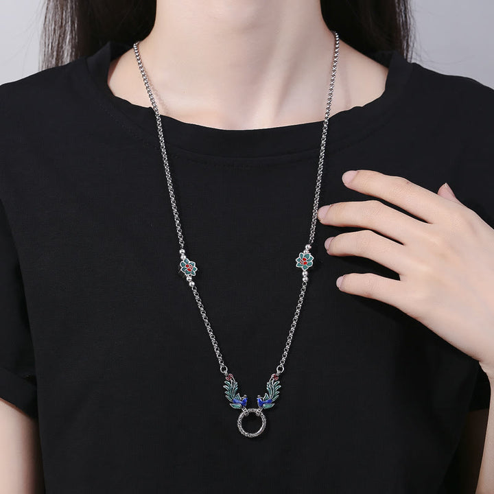 Collar con colgante de protección de la suerte, flor de loto, fénix, Buddha Stones - image 4