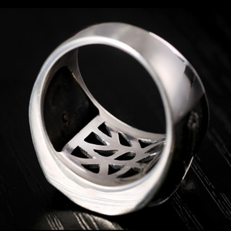 Anillo ajustable de protección tallada con diseño sánscrito de plata de ley 925 con Buddha Stones - image 11
