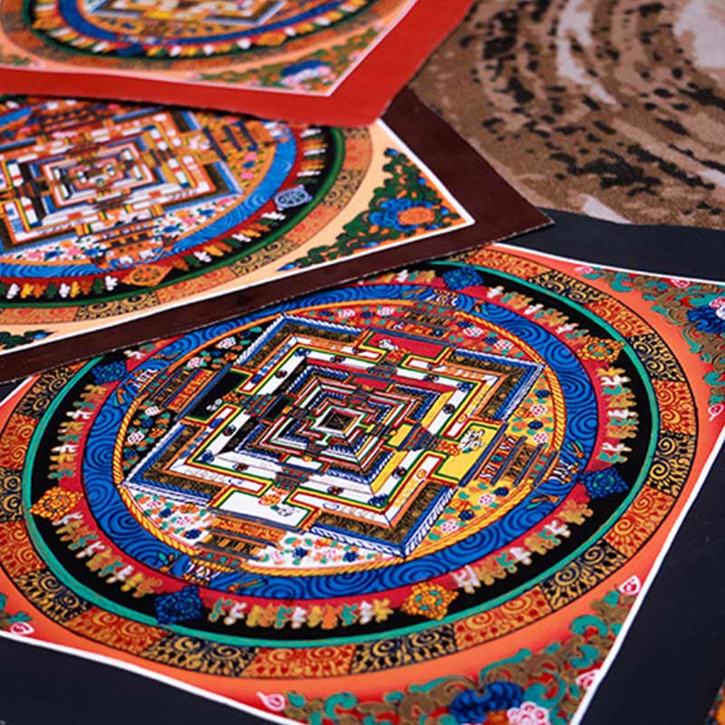 Caja ciega con pintura de Mandala Thangka hecha a mano tibetana, patrón de Color aleatorio