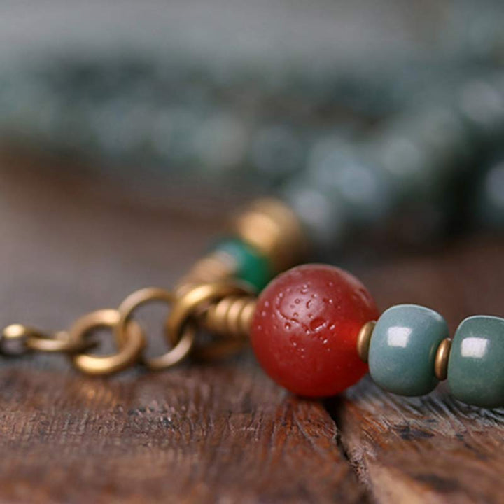 Pulsera de sabiduría de cuentas Dzi de semillas Bodhi de 108 cuentas Mala