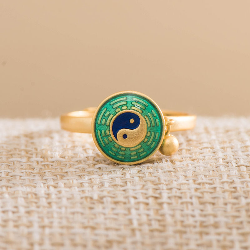 Anillo giratorio de cobre y riqueza y suerte Yin Yang