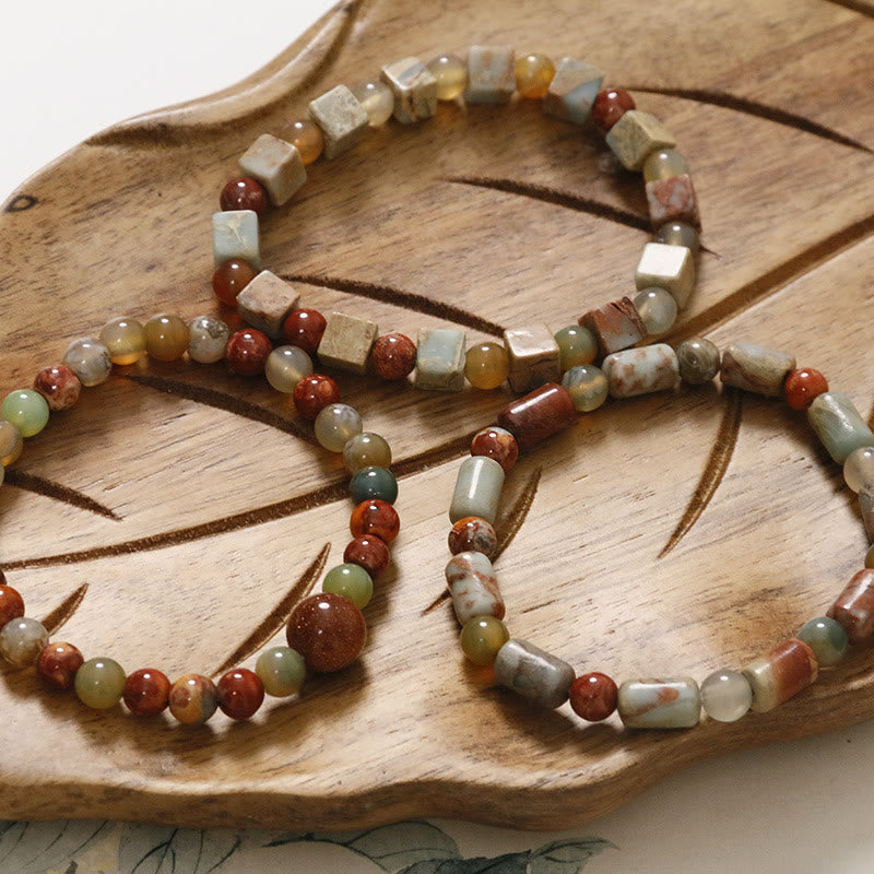 Pulsera de protección de ágata jaspe de sedimento marino de piedra natural de Buddha Stones