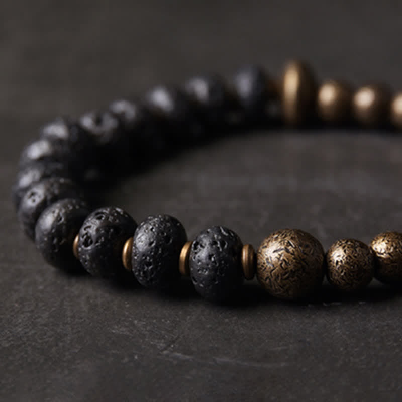 Brazalete de pulsera de equilibrio de cobre de piedra de roca de lava