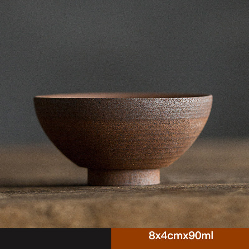 Taza de té de cerámica marrón Retro hecha a mano con Buddha Stones, taza de té de Kung Fu