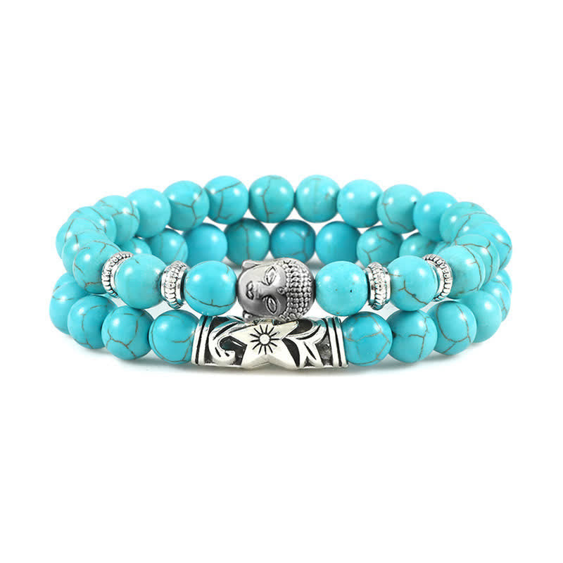 Pulsera de protección de Buda de ágata de cristal Natural, 2 uds., Buddha Stones