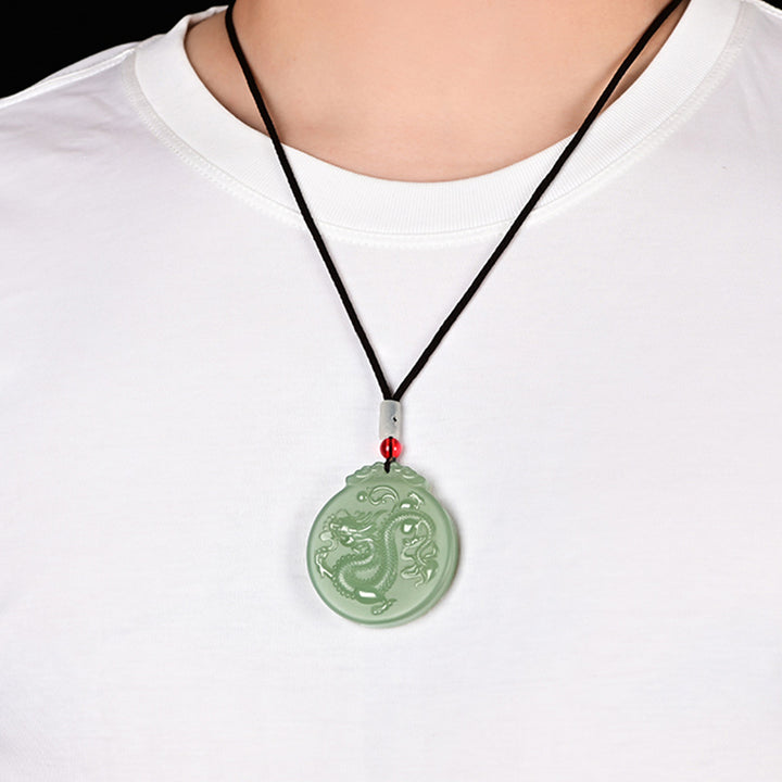 Buddha Stones Dragón del Zodíaco Chino Jade Suerte Collar Colgante de Cadena - image 3