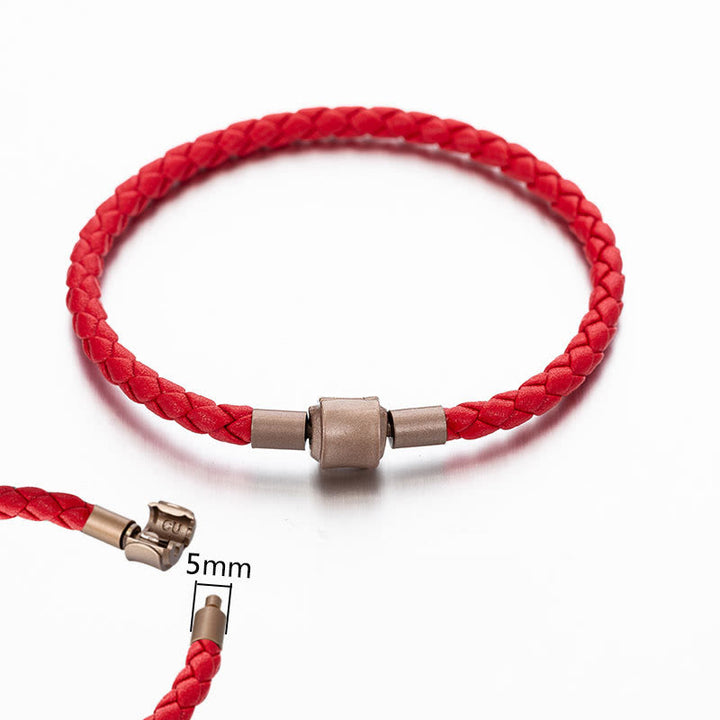 Pulsera de cuerda trenzada de la suerte con cuerda de cuero vintage de Buddha Stones