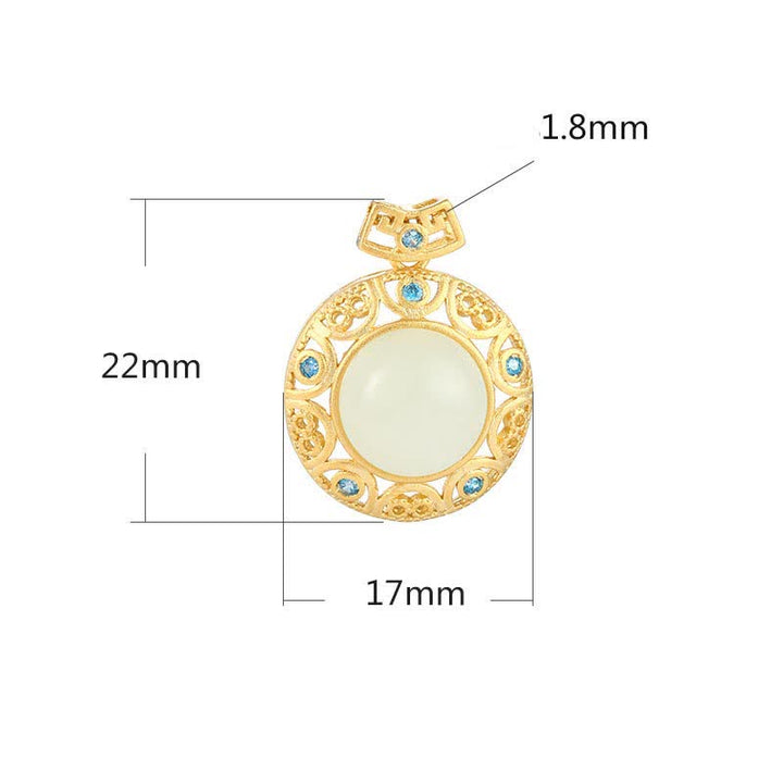 Colgante de plata de ley 925 con calcedonia verde y jade blanco hetiano