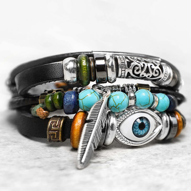 Pulsera de purificación de mal de ojo de turquesa tibetana con Buddha Stones - image 1