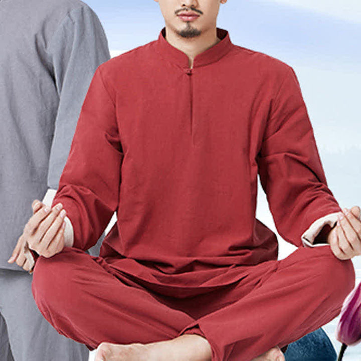 Conjunto de ropa de lino y algodón para hombre con Buddha Stones, meditación espiritual, zen, yoga y oración