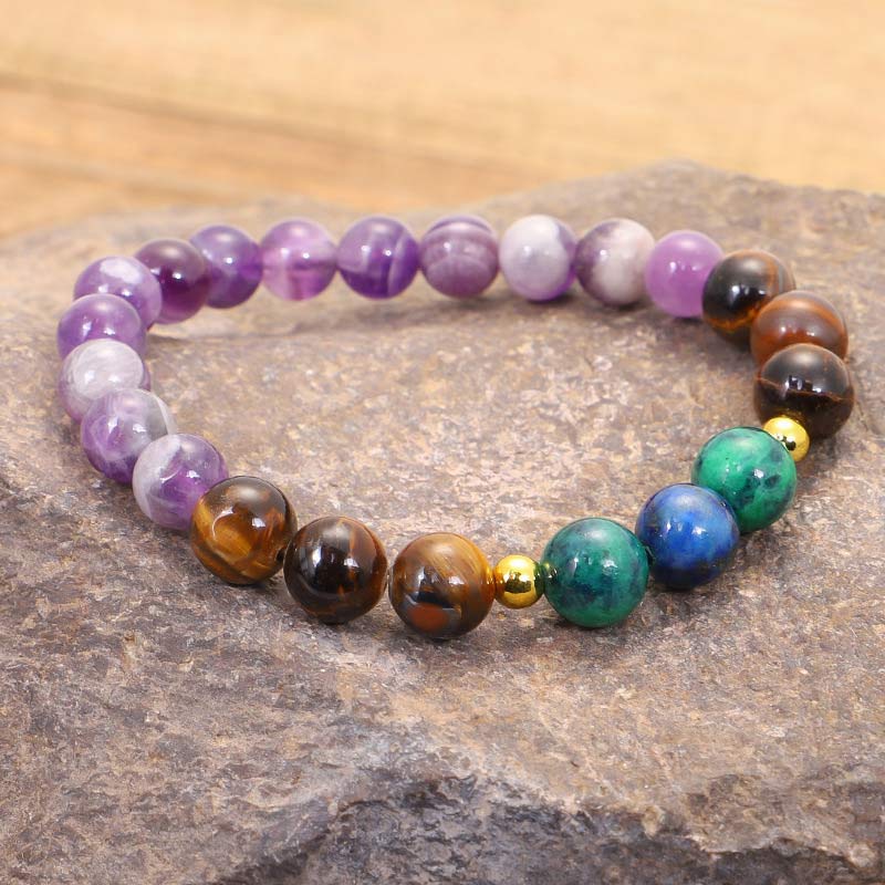 Juego de pulsera purificadora de amatista tibetana con Buddha Stones