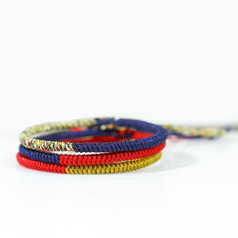 Pulsera de hilo de dos colores trenzada con protección de la fe, nudo King Kong multicolor hecho a mano con Buddha Stones del Tíbet
