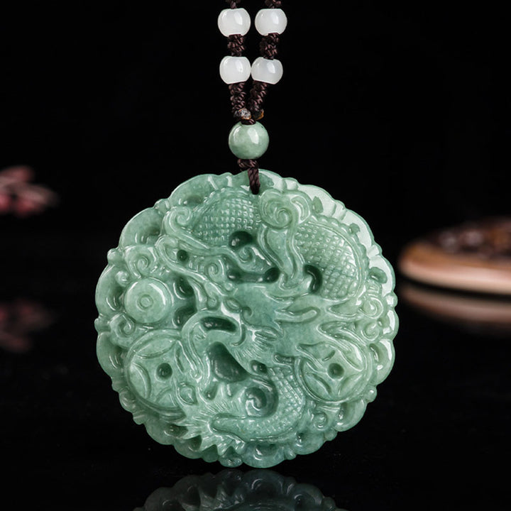 Buddha Stones Dragón del Zodíaco Chino Jade Fortuna Collar Colgante de Cadena - image 6
