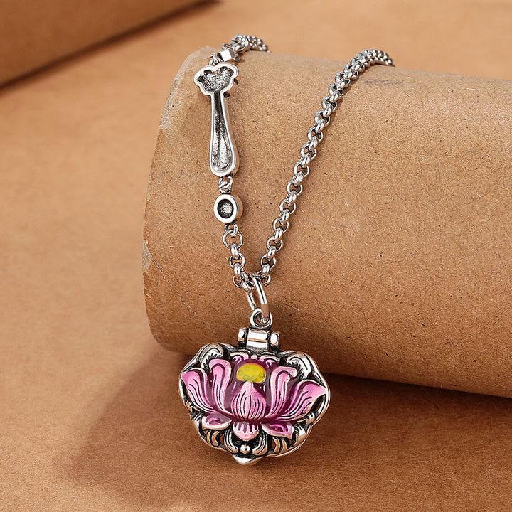 Colgante de collar con colgante de loto de cobre tibetano, Buddha Stones, suerte, nuevo comienzo