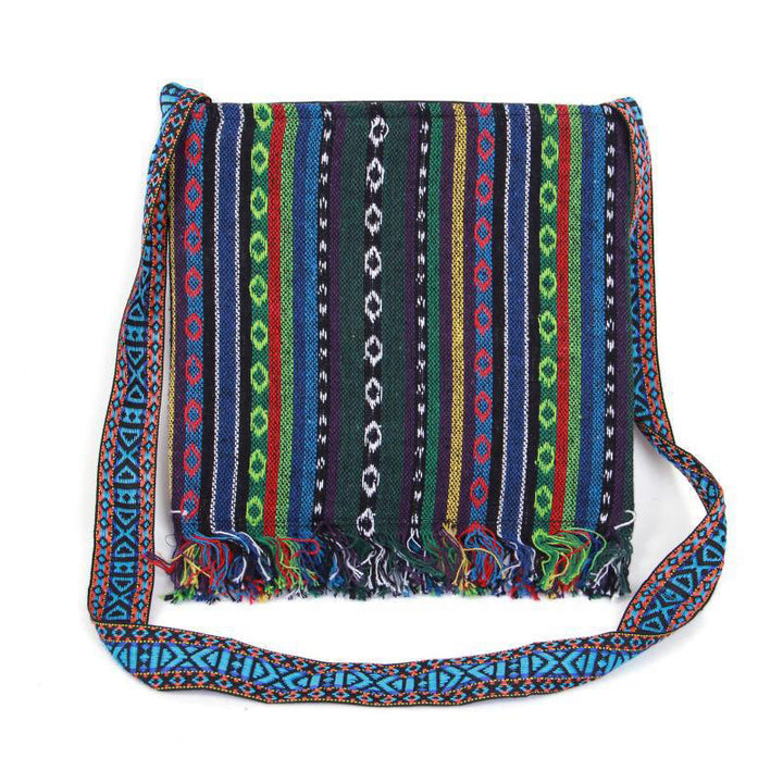 Bolso bandolera de lona de camelia bordado hecho a mano tibetano