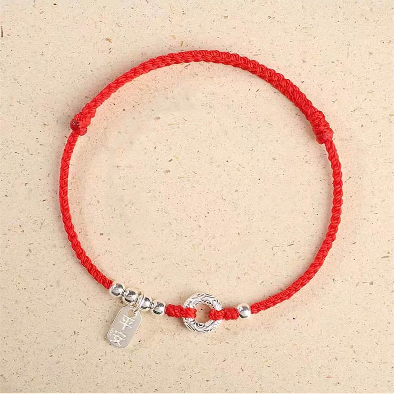 Tobillera con pulsera de sonido y seguridad con hebilla de paz y nubes propicias de Plata de Ley 925 con Buddha Stones