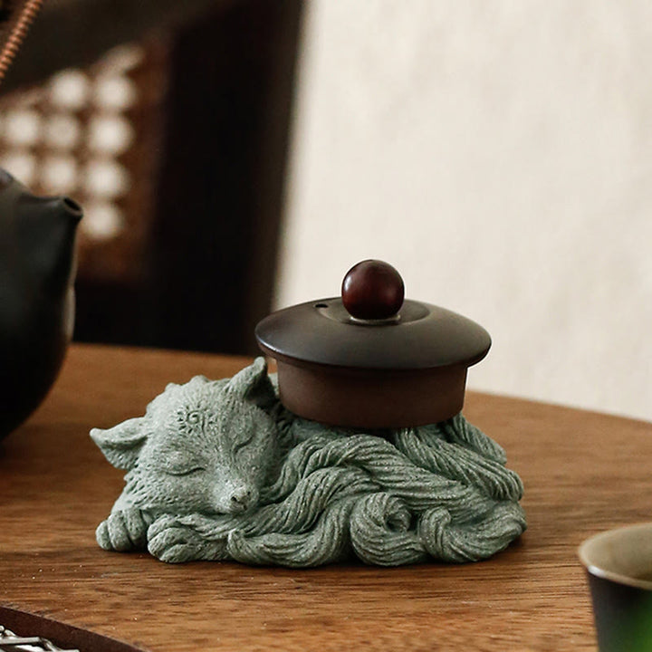 Buddha Stones pequeñas de nueve colas, protección de zorro, decoración para el hogar, té, mascota
