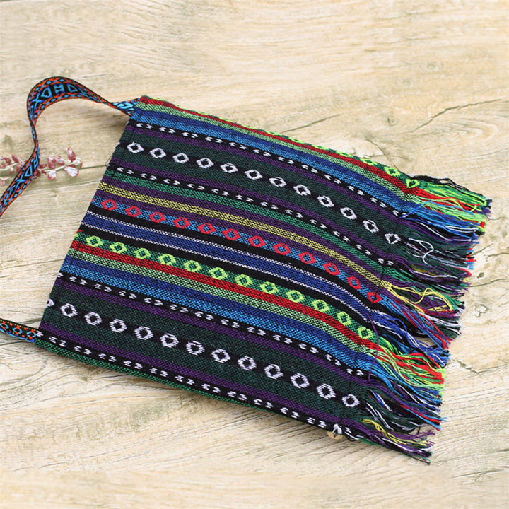 Bolso bandolera de lona de camelia bordado hecho a mano tibetano