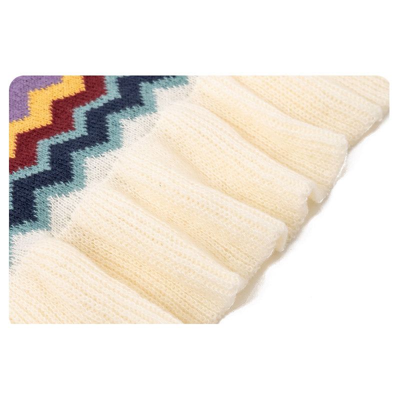 Mantón tibetano de Buddha Stones, bufanda de viaje acogedora de invierno con borlas de línea ondulada a rayas coloridas