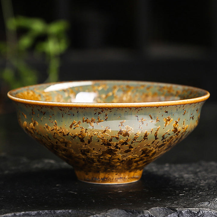 Taza de té de cerámica marrón colorida con Buddha Stones, tazón de té de Kung Fu