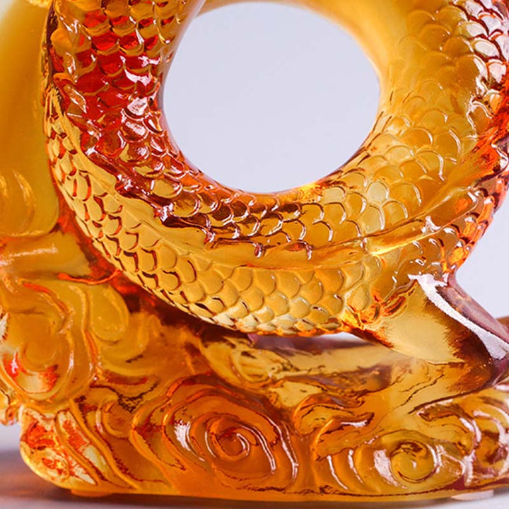 Buddha Stones Año del Dragón Zodíaco Chino Hecho a Mano Dragón Amarillo Liuli Pieza de Arte de Cristal Protección decoración de la Oficina del hogar