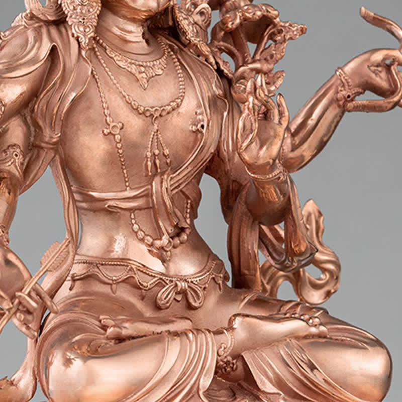 Estatuilla de Bodhisattva Manjusri de cuatro brazos, decoración de estatua de cobre de serenidad