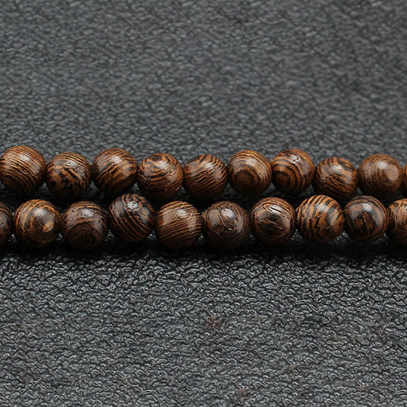 Buddha Stones Madera de wengué Piedra turquesa Protección Calma Collar Colgante