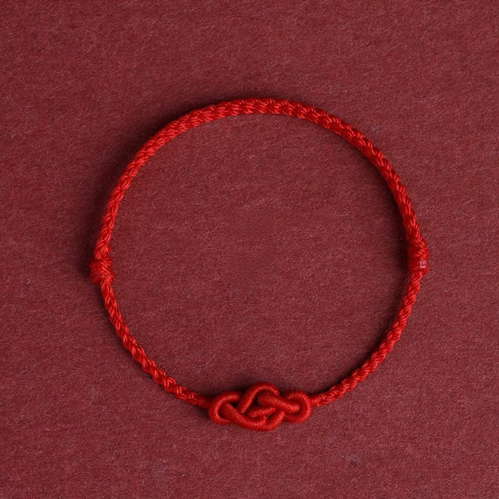 Buddha Stones Pulsera tobillera minimalista de nudo chino con hilo rojo para la prosperidad - Tobillera roja (circunferencia de la tobillera: 17–30 cm) - image 10