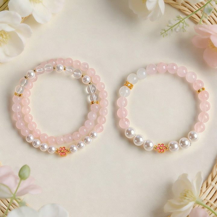 Buddha Stones Pulsera Armonía de Flores Dulces con Cuarzo Rosa y Cuarzo Transparente - image 18