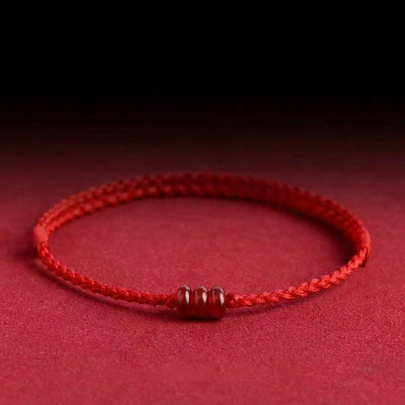 Buddha Stones Pulsera tobillera minimalista de protección con cuentas de ágata roja y ábaco - Pulsera roja (circunferencia de la muñeca: 14-18 cm) - image 0