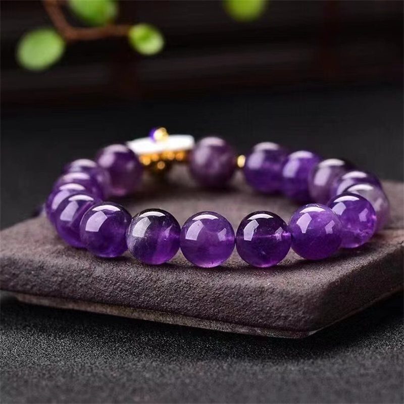 Pulsera de curación espiritual con flor de cristal de amatista natural con Buddha Stones