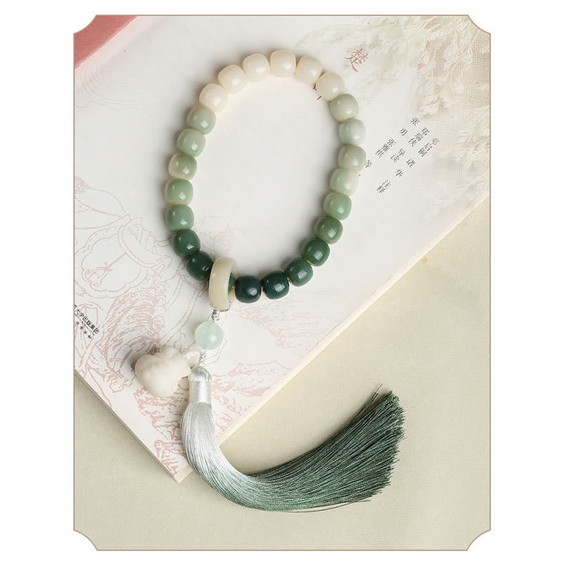 Bolsa de dinero de fortuna con semilla de Bodhi, gradiente Natural, borla de sabiduría de loto, Mala para muñeca