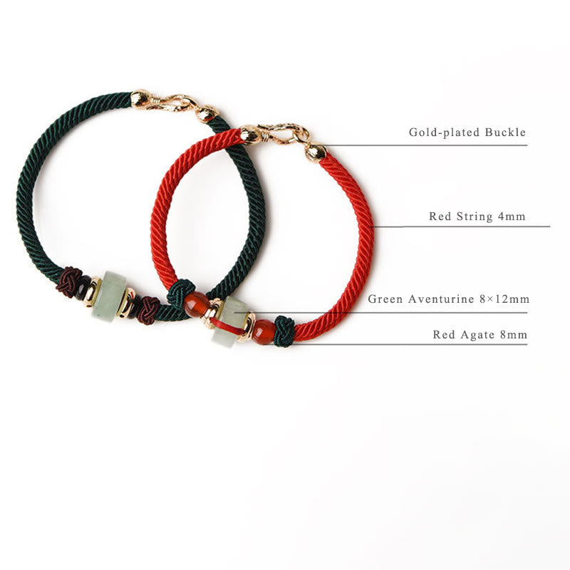 Pulsera de hilo trenzado de la suerte de aventurina verde tibetana con Buddha Stones