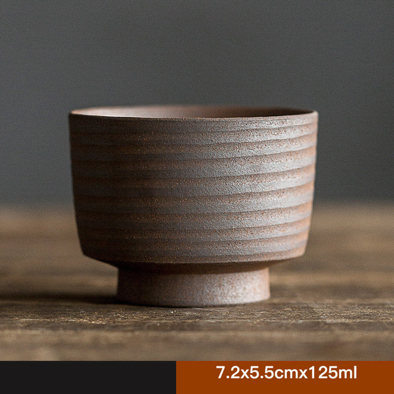 Taza de té de cerámica marrón Retro hecha a mano con Buddha Stones, taza de té de Kung Fu