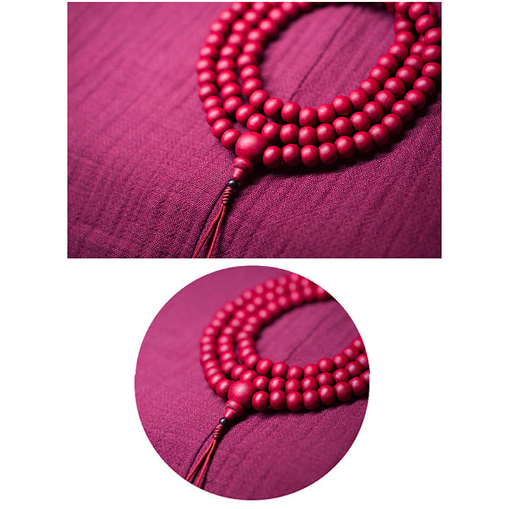 Pulsera de protección de madera natural Abelia Biflora con Buddha Stones Mala