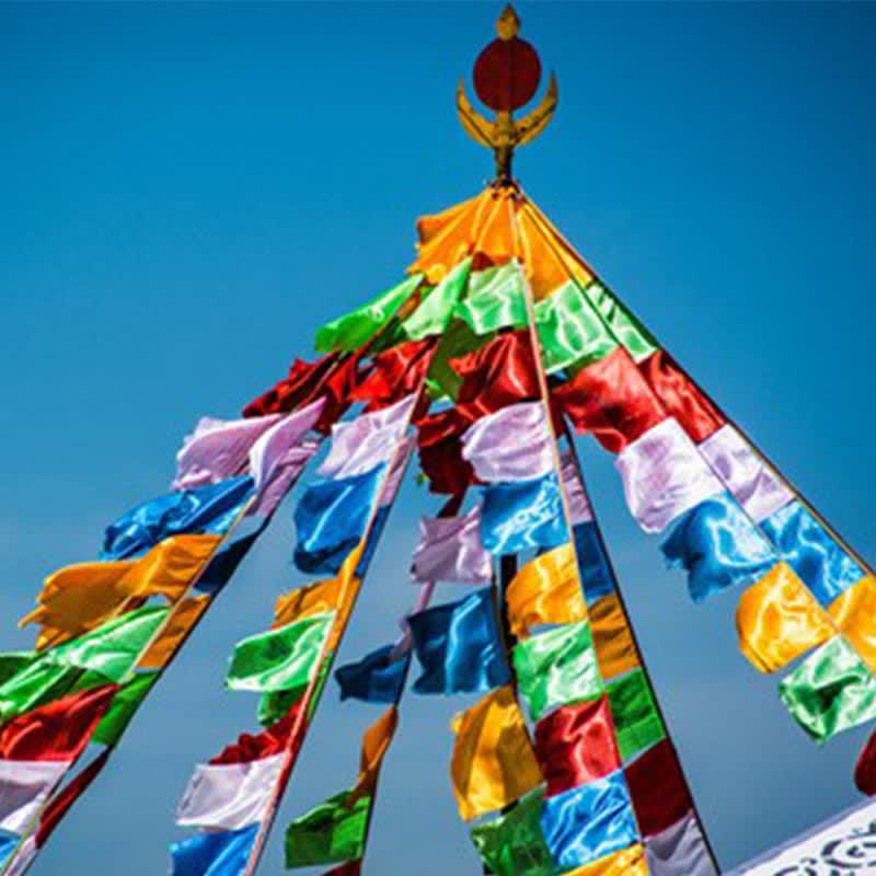 Bandera de oración tibetana para exteriores, 20 unidades, con diseño de caballo de viento y 5 colores. - 7 metros - image 0