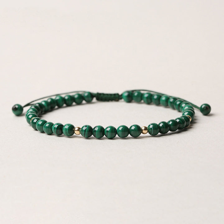 Pulsera de cuerda de calma de protección de malaquita natural de Buddha Stones