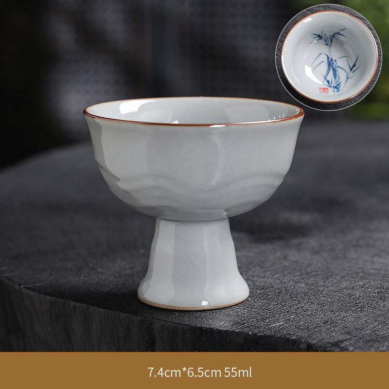 Tazas de té de cerámica de bambú con hojas de flor de loto y Buddha Stones, tazas de té de Kung Fu