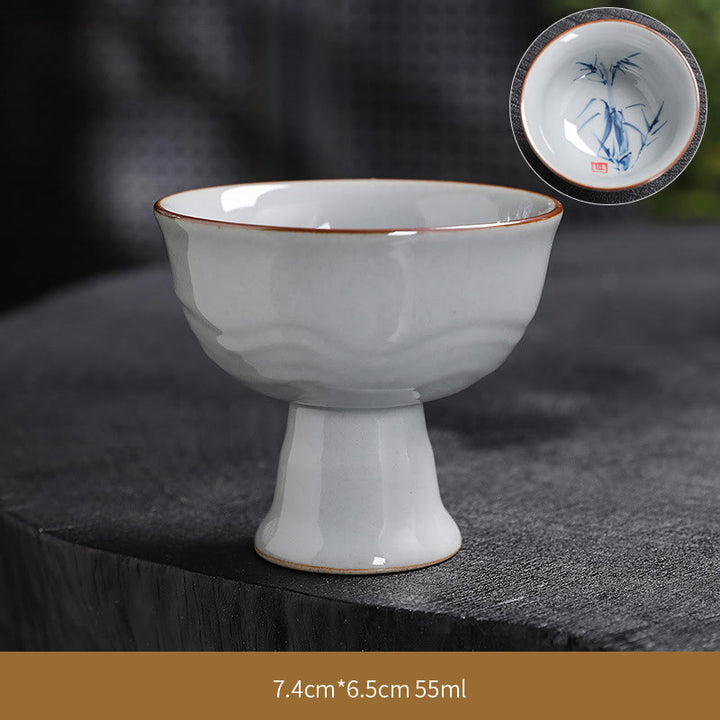 Tazas de té de cerámica de bambú con hojas de flor de loto y Buddha Stones, tazas de té de Kung Fu