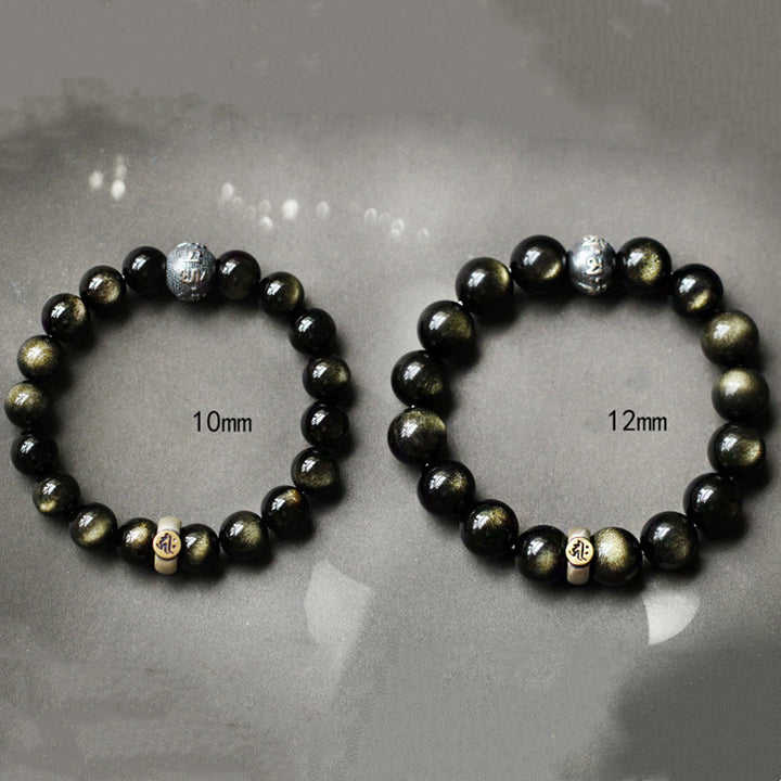 Pulsera de purificación de obsidiana de Buda natal del zodiaco chino de Buddha Stones